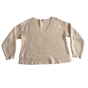 J. Crew‎ 100% Cashmere Ribbed Oversized V Neck Pale Pink Pullover Sweater M